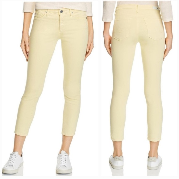 AG Adriano Goldschmied Prima Crop Butter Yellow Cigarette Jeans  Sz 26 - Picture 1 of 7